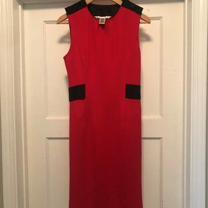 DVF Red Sleeveless Dress with Black Details